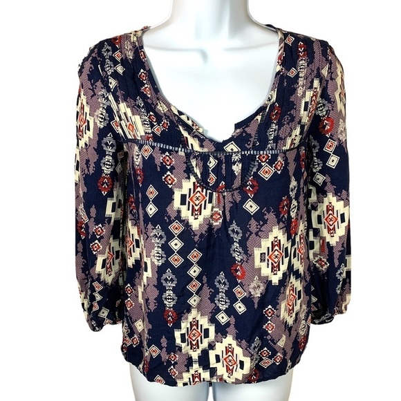 XS Mossimo Red White Blue Geometric Tribal Print Boho Extra Small 0 2 - Picture 1 of 7
